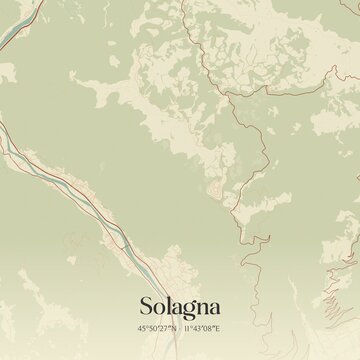 Vintage map of Solagna, Italy.