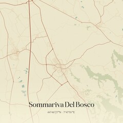 Obraz premium Vintage map of Sommariva Del Bosco, Italy.