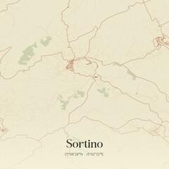 Vintage map of Sortino, Italy.