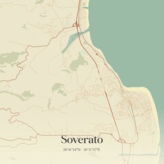 Fototapeta premium Vintage map of Soverato, Italy.