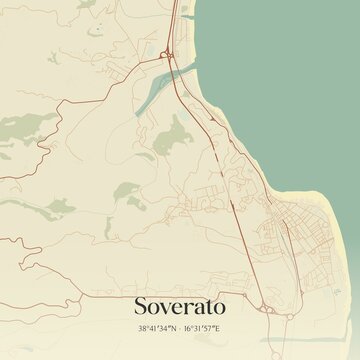 Vintage map of Soverato, Italy.