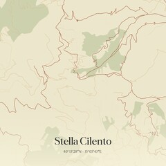 Vintage map of Stella Cilento, Italy.