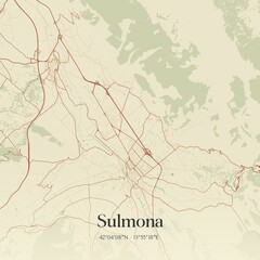 Obraz premium Vintage map of Sulmona, Italy.