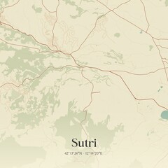 Vintage map of Sutri, Italy.