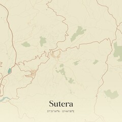 Vintage map of Sutera, Italy.