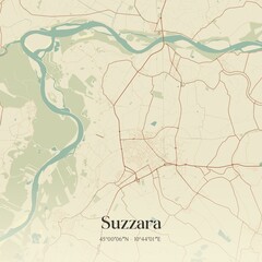 Vintage map of Suzzara, Italy.