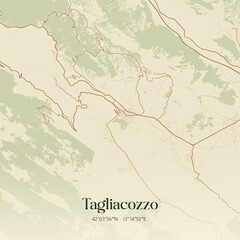 Vintage map of Tagliacozzo, Italy.