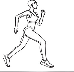 Minimalist Line Drawing  Energetic Running Woman