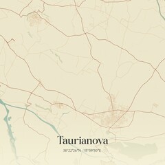 Vintage map of Taurianova, Italy.