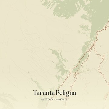 Vintage map of Taranta Peligna, Italy.