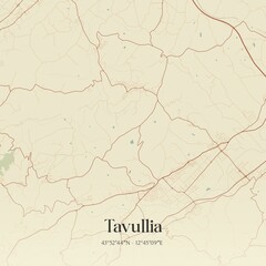 Obraz premium Vintage map of Tavullia, Italy.