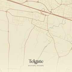 Fototapeta premium Vintage map of Telgate, Italy.