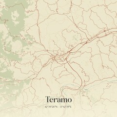 Fototapeta premium Vintage map of Teramo, Italy.
