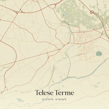 Vintage map of Telese Terme, Italy.
