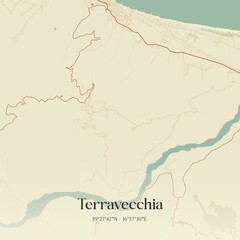 Fototapeta premium Vintage map of Terravecchia, Italy.