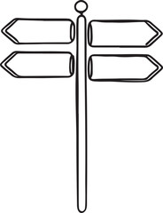 Obraz premium Line Drawing of a Directional Signpost