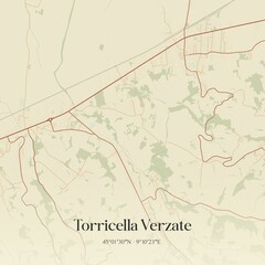 Vintage map of Torricella Verzate, Italy.