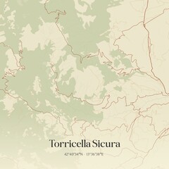 Vintage map of Torricella Sicura, Italy.