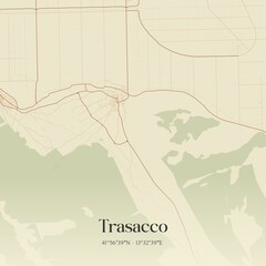 Vintage map of Trasacco, Italy.