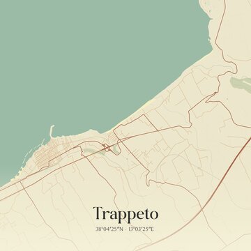 Vintage map of Trappeto, Italy.