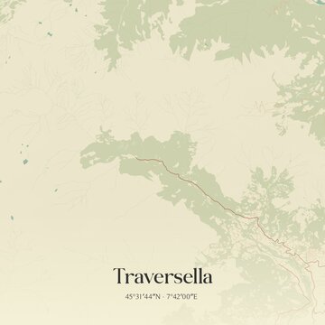 Vintage map of Traversella, Italy.