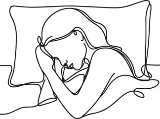 Simple Line Drawing of a Woman in Bed