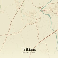 Vintage map of Tribiano, Italy.