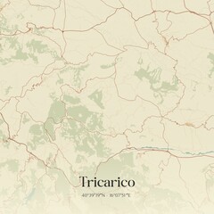 Fototapeta premium Vintage map of Tricarico, Italy.