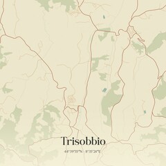 Fototapeta premium Vintage map of Trisobbio, Italy.