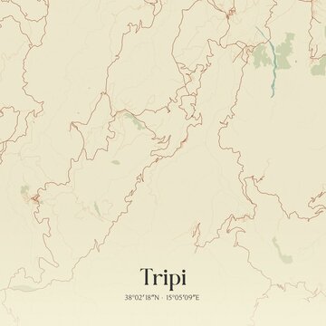 Vintage map of Tripi, Italy.