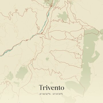 Vintage map of Trivento, Italy.