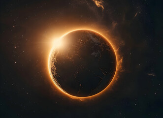 Naklejka premium Sunrise over Earth: A Celestial View