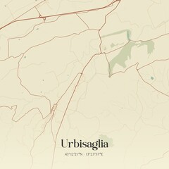 Vintage map of Urbisaglia, Italy.