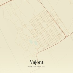 Vintage map of Vajont, Italy.