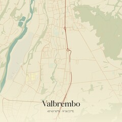 Vintage map of Valbrembo, Italy.
