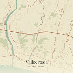 Vintage map of Vallecrosia, Italy.