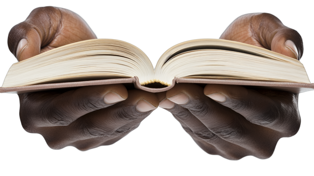 a person holding an open book in their hands PNG image, PNG file, Generative art.
