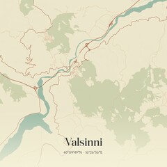 Naklejka premium Vintage map of Valsinni, Italy.