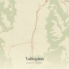 Fototapeta premium Vintage map of Valtopina, Italy.