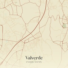 Fototapeta premium Vintage map of Valverde, Italy.