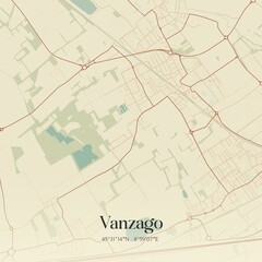 Vintage map of Vanzago, Italy.