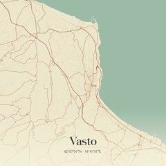 Fototapeta premium Vintage map of Vasto, Italy.