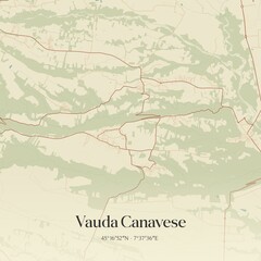 Fototapeta premium Vintage map of Vauda Canavese, Italy.