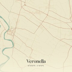 Vintage map of Veronella, Italy.