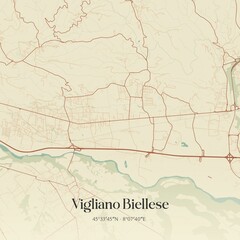Obraz premium Vintage map of Vigliano Biellese, Italy.