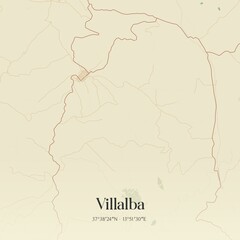 Vintage map of Villalba, Italy.