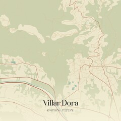 Fototapeta premium Vintage map of Villar Dora, Italy.