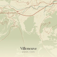 Vintage map of Villeneuve, Italy.