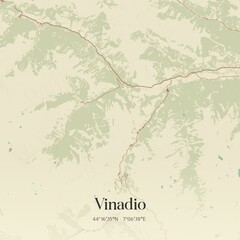 Vintage map of Vinadio, Italy.