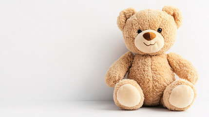 Obraz premium cute adorable brown teddy bear sitting on white background
